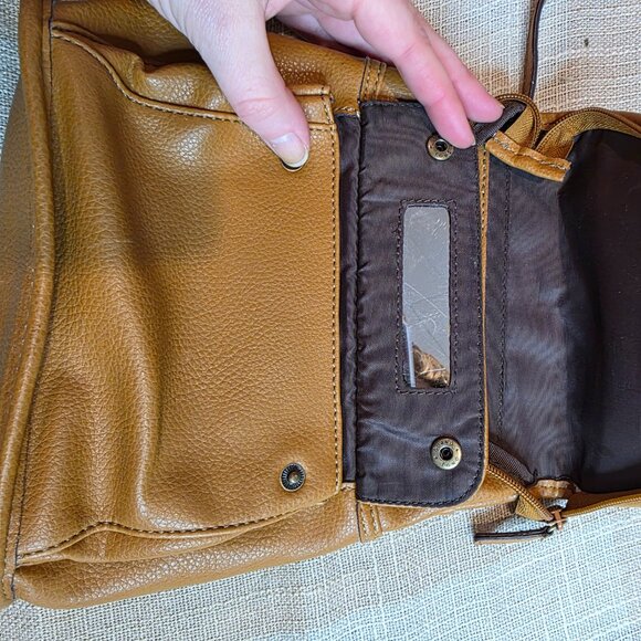 Vintage Poetcore Preppy Western Coastal Grandmother Brown Leather Mini Backpack main image 6